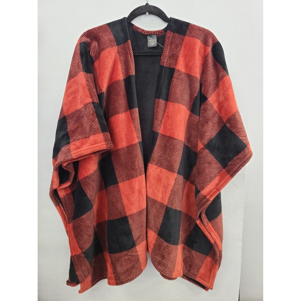 Cudl Duds Double Plush Reversible Wrap, Red/Black, Size L/XL